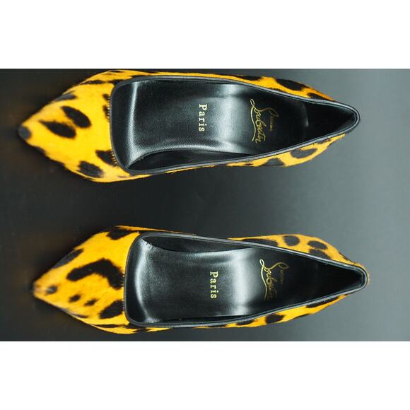 Christian Louboutin Kate 100 Leopard Hair Pointed Toe Pump SZ 37 NIB $995 Orange - Picture 11 of 12